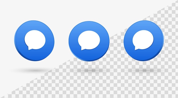 Vector 3d comment icon message logo in modern circle button for social media notification post reactions