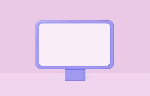 3d computer monitor on an isolated background Vector illustration