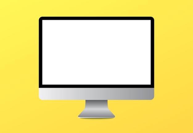 3D, computer screen display isolated on yellow background