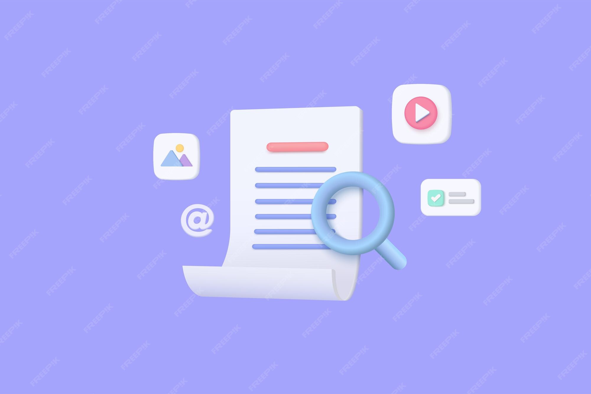 Premium Vector 3d Concept of media file management. Searching image