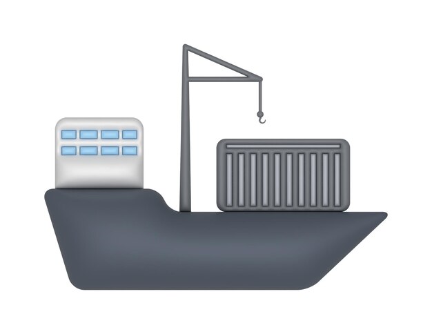 3d container ship