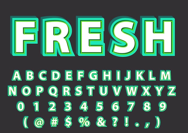 3D Creative Fresh Alphabets Numbers Set