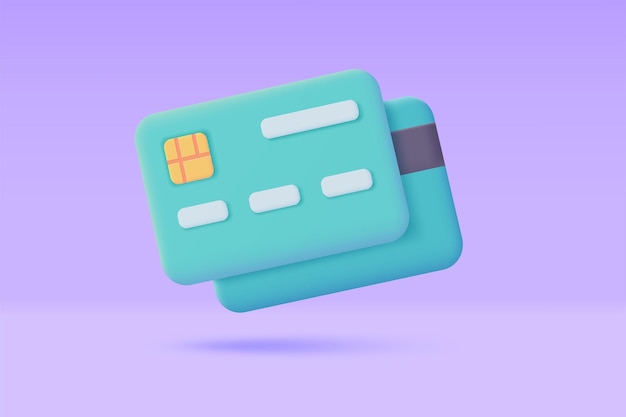 Vector 3d credit card icon online payment cashless society for shopping 3d illustration