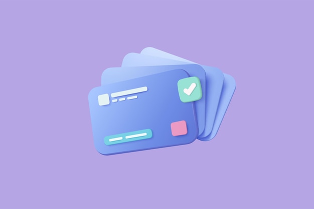 3D credit card money financial security for online shopping online payment credit card with payment protection concept 3d rendering for business finance shopping on ecommerce for secure concept