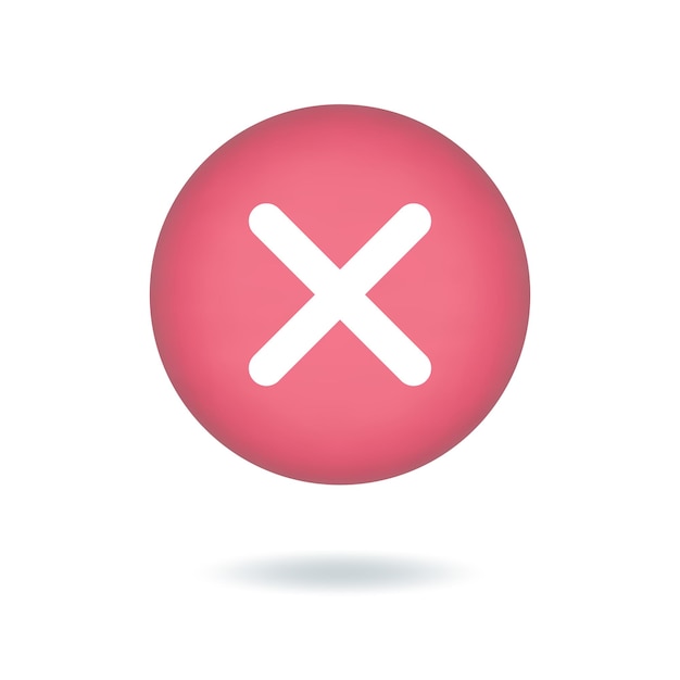 Снижение значка вектора 3d креста или отрицательный знак на кнопке красного креста