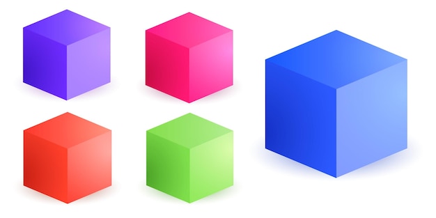 벡터 3d 큐브는 그림자 벡터 그림 eps10이 있는 모델 격리된 위쪽 전면 보기를 모의 투명 흰색 배경에 격리된 빈 마분지 열기 또는 종이 컨테이너 상자 패키지 템플릿