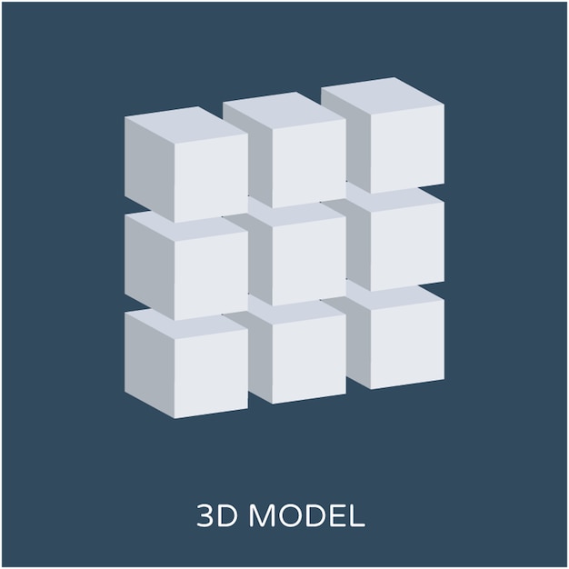 3D 큐브 평면 벡터 아이콘