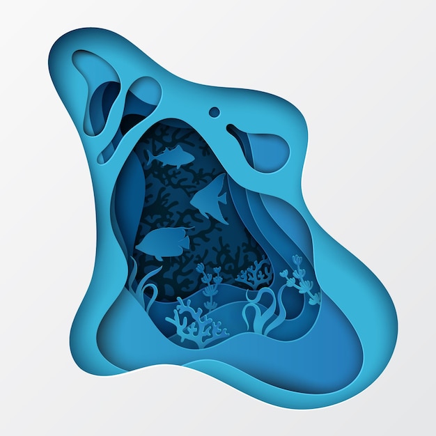 Vector 3d curve oceaan silhouet achtergrond