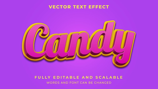 3d cute candy playful text style effect template editable text effect