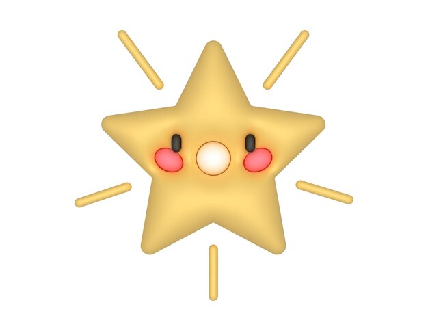 3d cute cartoon star emoji shining