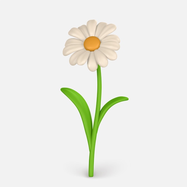 3D Cute colorful daisy flower Chamomile in cartoon style Vector illustration