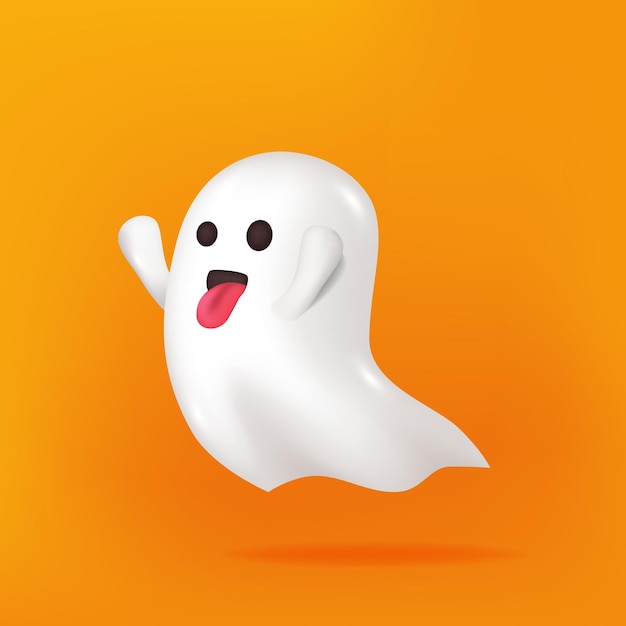 Emoticon emoji fantasma 3d o elemento illustrativo per la festa di halloween