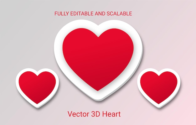 Modello decorativo di cuori di amore carino 3d