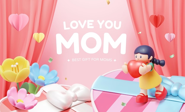 3d cute mothers day illustration