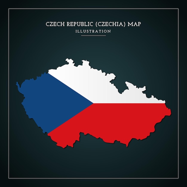 Vector 3d czech republic (czechia) flag map vector illustration