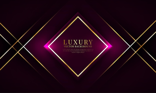 Vector 3d dark purple luxury abstract background overlap layer with golden stripes effect decoration