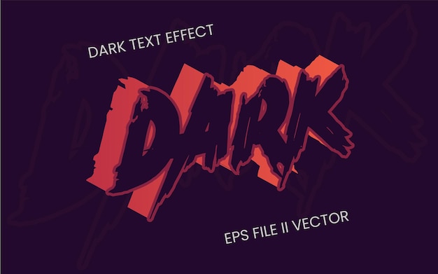 3d dark text effect in deep style template vector