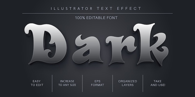 Vector 3d dark text effect, font style