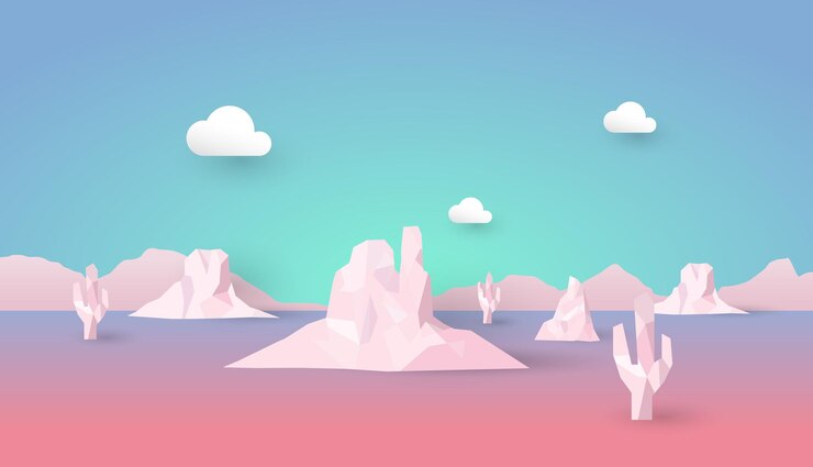 Vector 3d desert low poly surreal arizona landscape vector