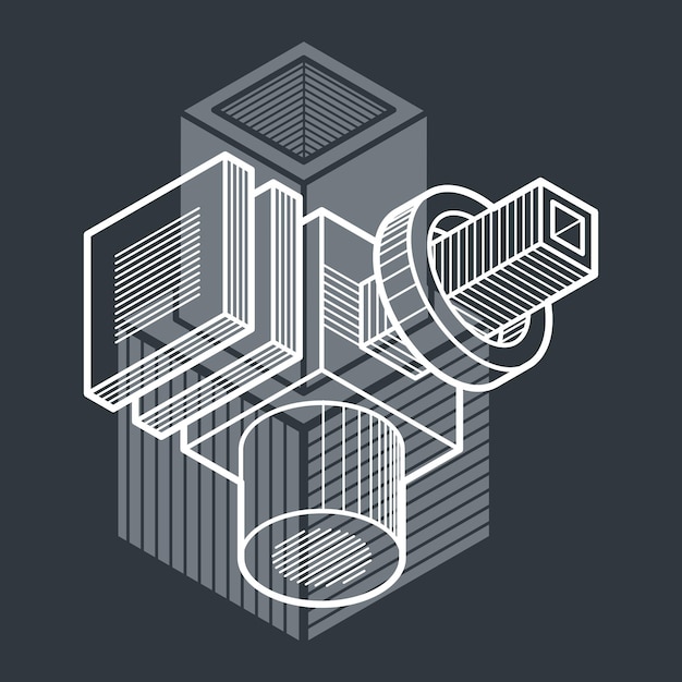 3D 디자인, 추상적인 벡터 차원 큐브 모양입니다.