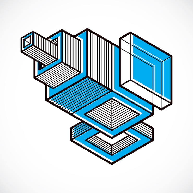 Vector 3d design, abstract vector dimensional cube shape.