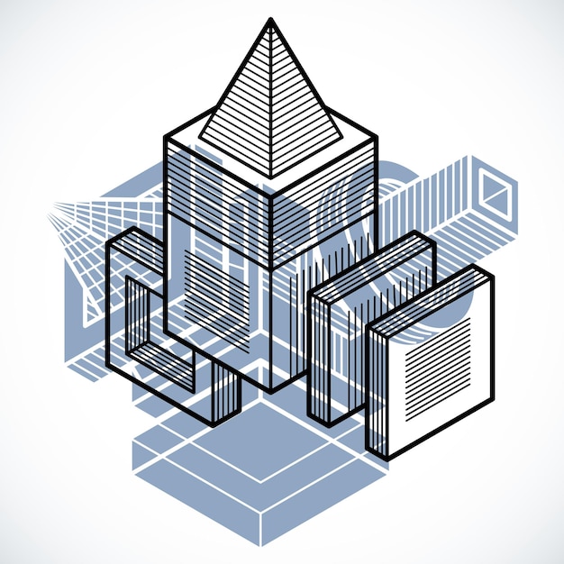 3d 디자인, 추상적인 벡터 차원 큐브 모양입니다.