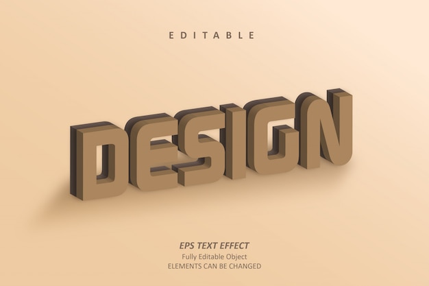 Vector 3d design brown text effect editable
