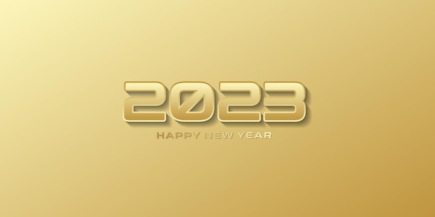 3d design felice anno nuovo 2023 su sfondo color oro