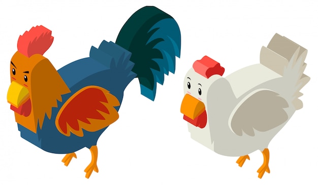 3d design for hen and rooster