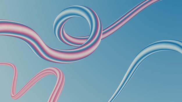 Vector 3d design with smooth gradient shapes threedimensional twisting lines in space