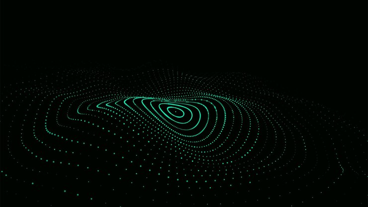 Vector 3d digital circular dynamic wave technology smart wave seamless flow digital structure cyber technology background vector illustration