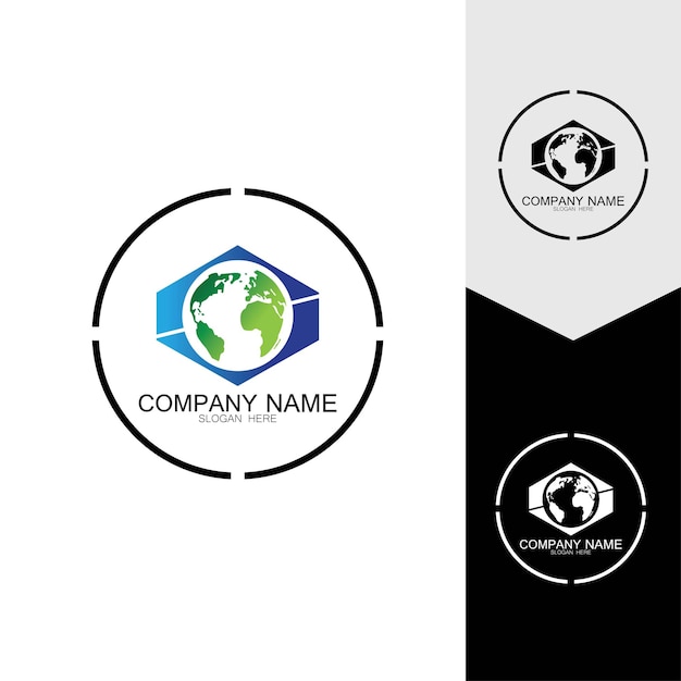 3D digital globe logo design icon vector illustration This logo is suitable for global company world technologies and media and publicity agencies