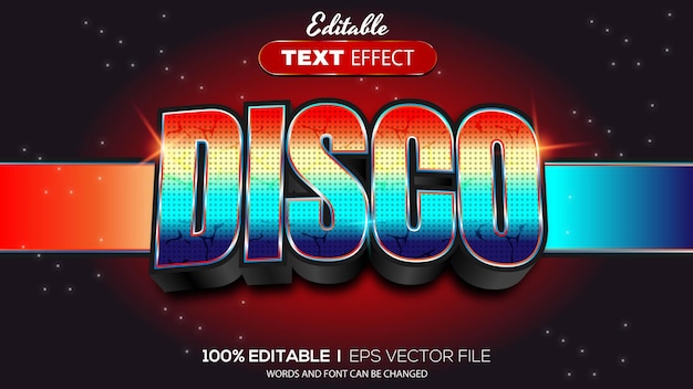 Vector 3d disco text effect editable text effect