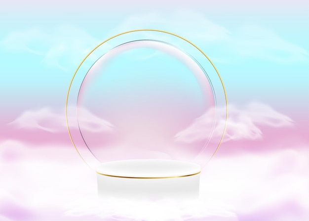 3d display abstract forms pastels gradients luxury podium for your design with white clouds