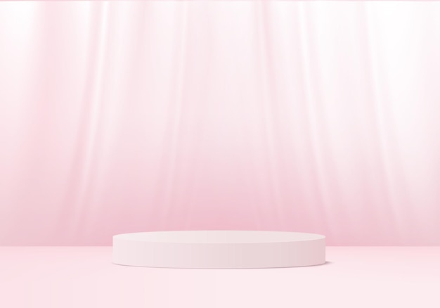 3d display product abstract minimal scene with geometric podium platform. cylinder background 3d rendering with podium. stage showcase on pedestal 3d pink studio