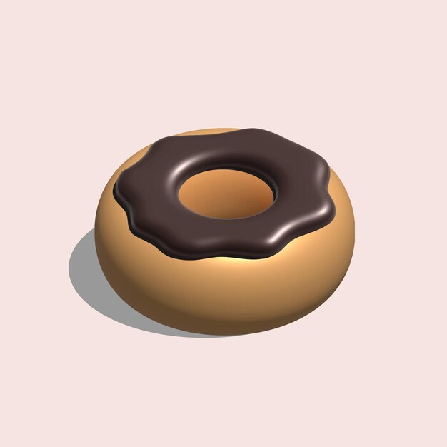3d donut with chocolate glaze 3d rendering donut