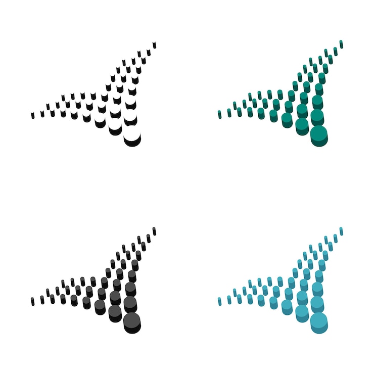 Vector 3d doted right sign template on white background