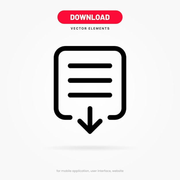 3d download button icon upload icon down arrow bottom side symbol click here button for ui ux