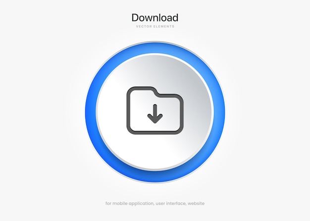 3d download button icon. upload icon. down arrow bottom side symbol. click here button for ui ux