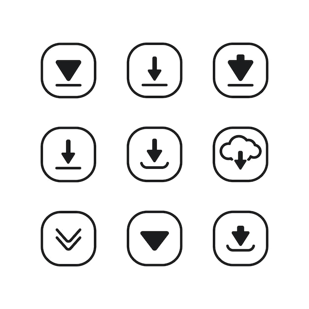 Vector 3d download icon button upload icon down arrow bottom side symbol save cloud icon push button