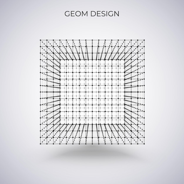 Vector 3d-draadframe kubus. vector illustratie. technologie abstracte illustratie.