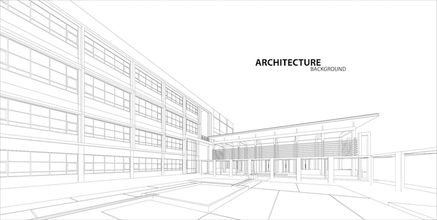 3d draadframe van de bouw. schetsontwerp. Vector