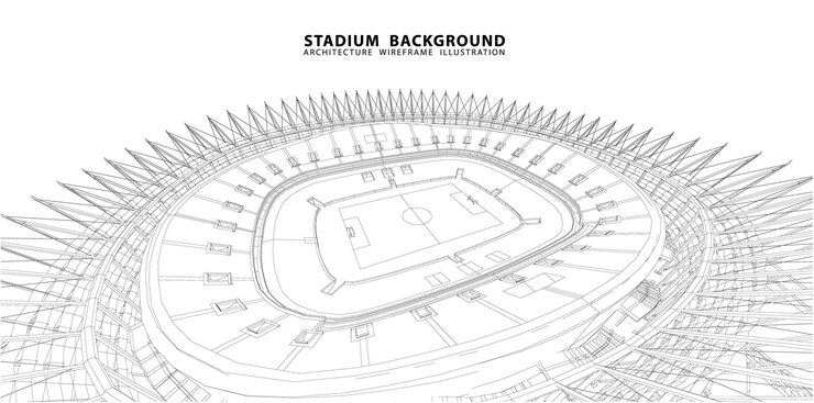3D-draadframe van de vector van het stadion of de sportarena