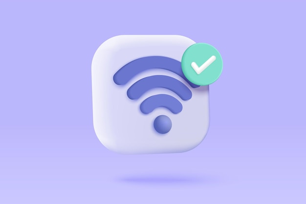 3D draadloze verbinding en het delen van netwerk op internet Hotspot toegangspunt voor digitale en online dekking Uitzendgebied met WiFi 3d draadloze signaal icoon rendering vector illustratie