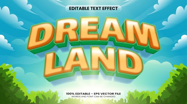 Vector 3d dream land text effect