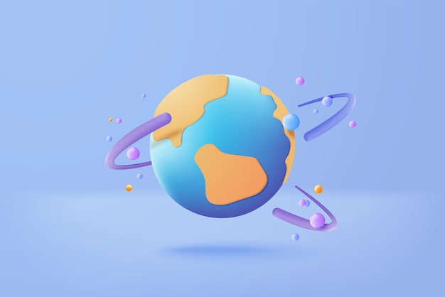 Vector 3d earth globe with pinpoints online deliver service delivery tracking pin location point marker of shipment concept product shipping out from world map logistic icon 3d vector render illustration