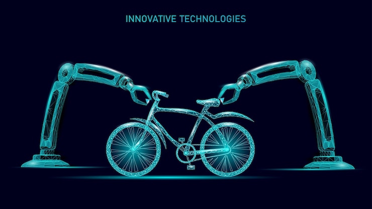Vector 3d ebike low poly design modern transport delivery outdoor sport activity eco friendly bike
