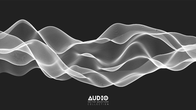 3d echo audio wavefrom spectrum. abstract music waves oscillation graph.