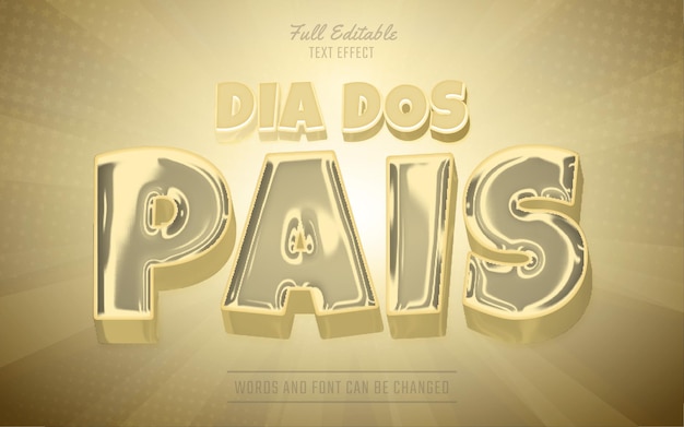 3d редактируемый шаблон текстового эффекта Dia dos pais