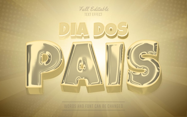 3d Editable Dia dos pais Text Effect Template